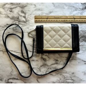 Black and Off White Wallet Purse with ID Holder Bag